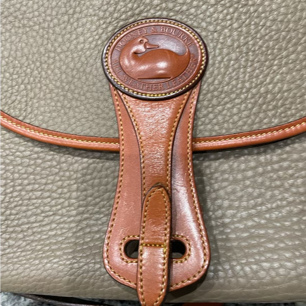 Dooney & Bourke Taupe and Brown Leather Satchel